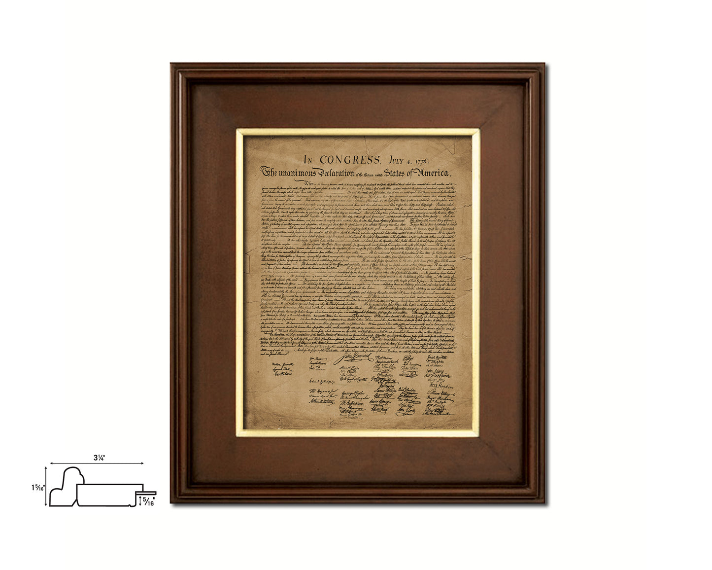 Bill of Rights US Historical Print Art Wood Framed Wall Decor Gifts, 12" x 16"