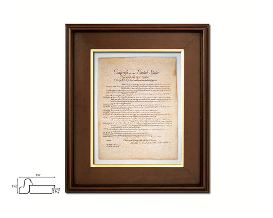 Declaration of Independence US Historical Print Art Wood Framed Wall Decor Gifts, 12" x 16"