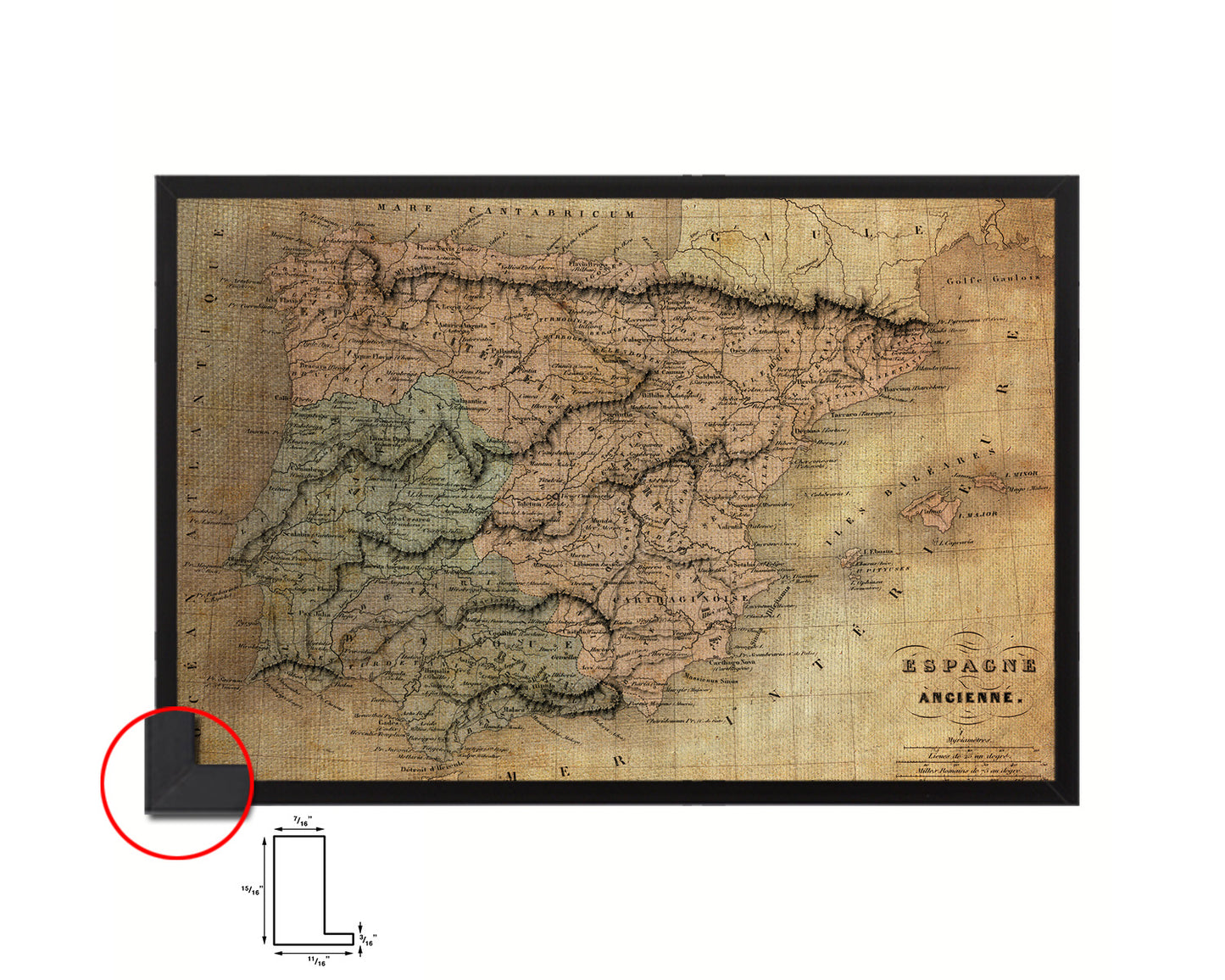 Espagne Ancienne Vintage Map Framed Print Art Wall Decor Gifts