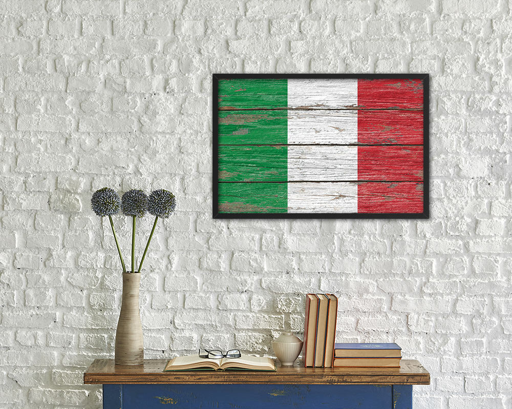 Italy Country Wood Rustic National Flag Wood Framed Print Wall Art Decor Gifts