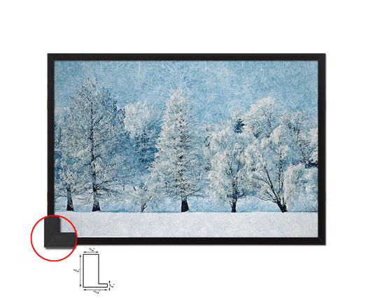 Snowfall Mountains Winter Landscape Forest Artwork Painting Print Art Frame Home Wall Decor Gifts