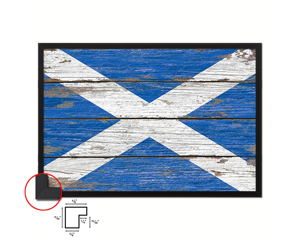Scotland Country Wood Rustic National Flag Wood Framed Print Wall Art Decor Gifts
