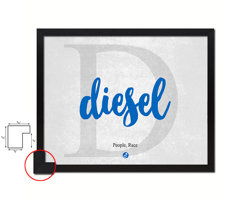 Diesel Personalized Biblical Name Plate Art Framed Print Kids Baby Room Wall Decor Gifts