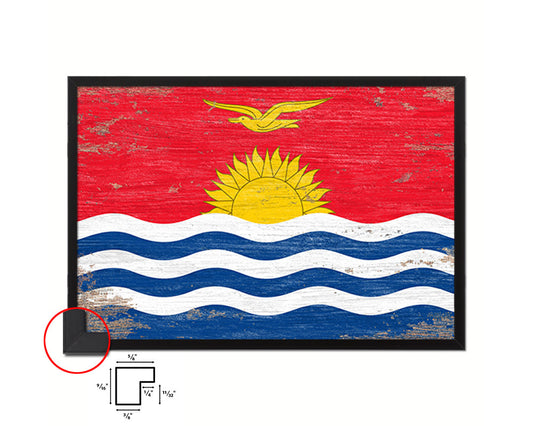 Kiribati Shabby Chic Country Flag Wood Framed Print Wall Art Decor Gifts