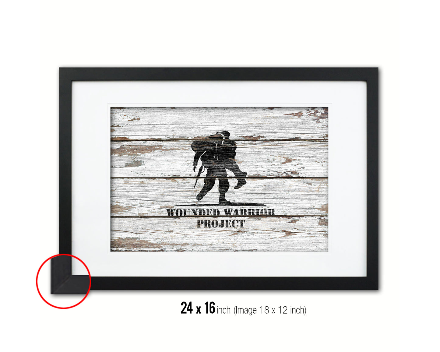 Wounded Warrior Project Wood Rustic Flag Wood Framed Print Wall Art Decor Gifts