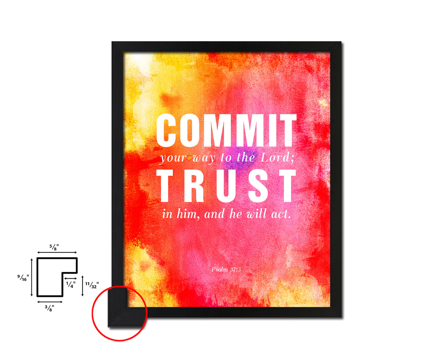 Commit your way to the Lord Quote Wood Framed Print Home Decor Wall Art Gifts