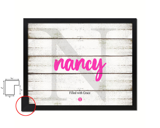 Nancy Personalized Biblical Name Plate Art Framed Print Kids Baby Room Wall Decor Gifts