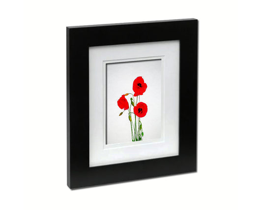 Poppy Sketch Plants Art Wood Framed Print Wall Decor Gifts