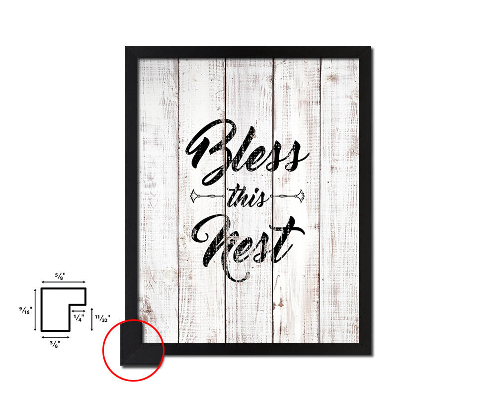 Bless this nest White Wash Quote Framed Print Wall Decor Art