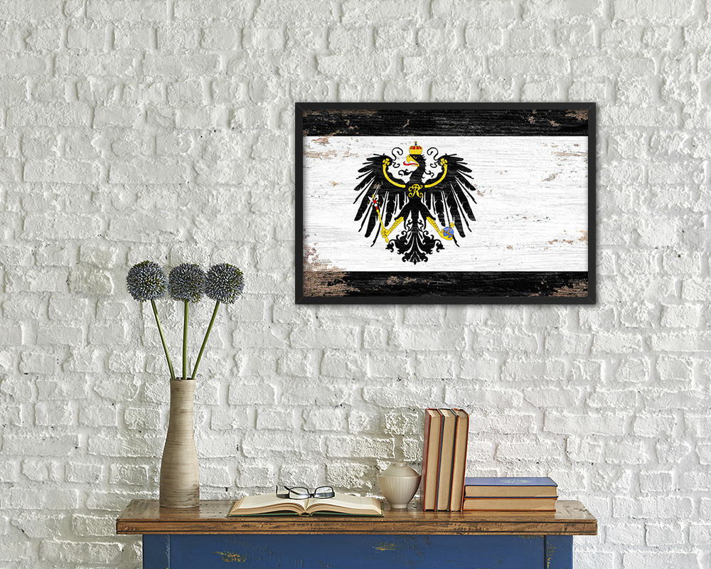 Kingdom of Prussia Germany Historical Shabby Chic Military Flag Framed Print Decor Wall Art Gifts