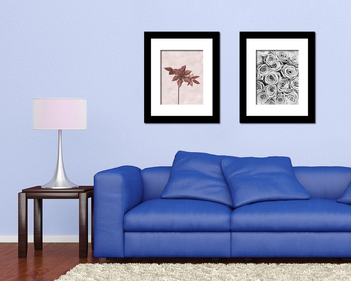 Clematis Sepia Plants Art Wood Framed Print Wall Decor Gifts