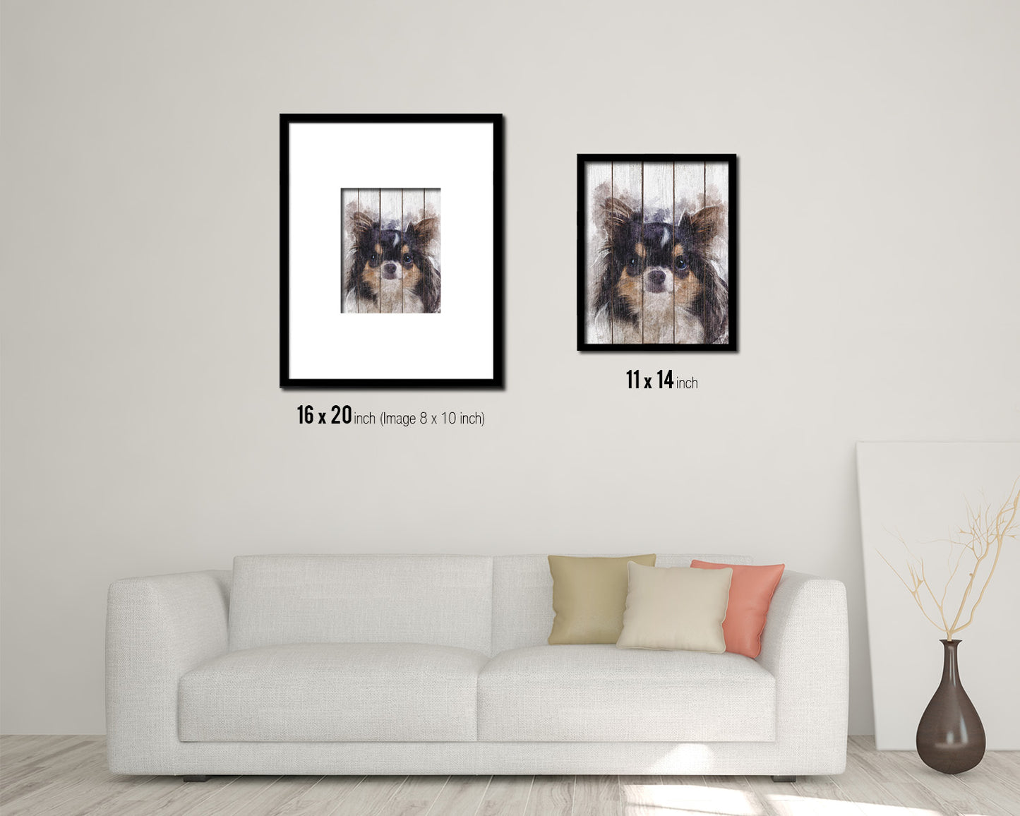 Chihuahua Dog Puppy Portrait Framed Print Pet Watercolor Wall Decor Art Gifts