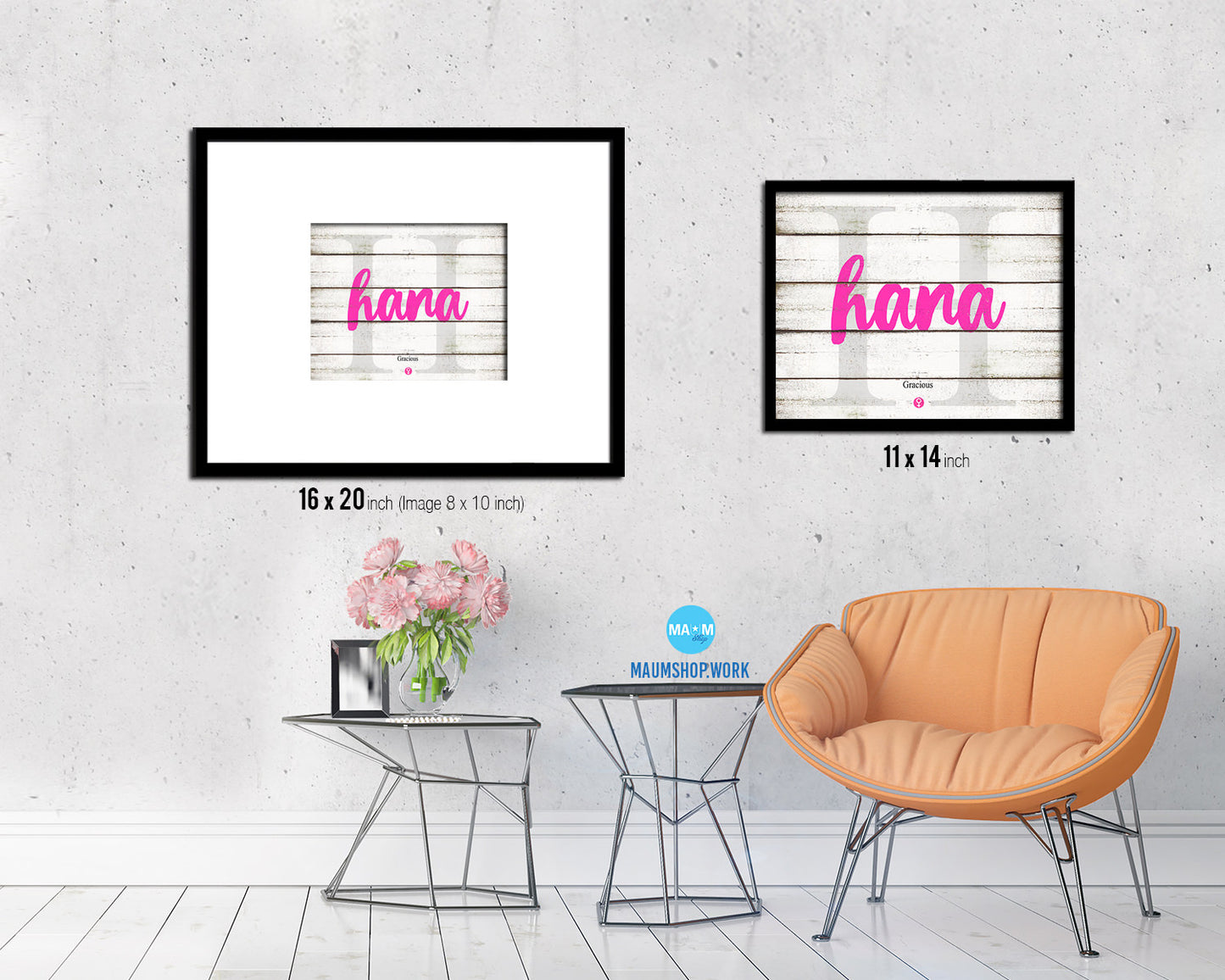 Hana Personalized Biblical Name Plate Art Framed Print Kids Baby Room Wall Decor Gifts