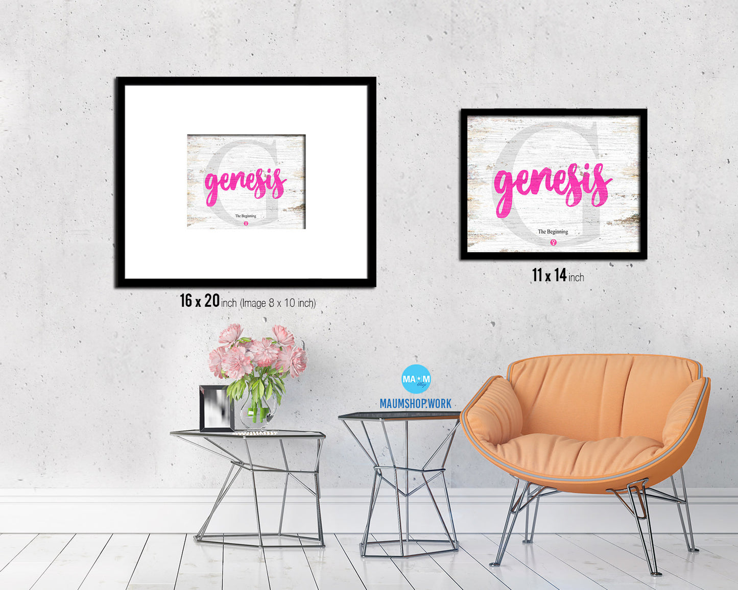 Genesis Personalized Biblical Name Plate Art Framed Print Kids Baby Room Wall Decor Gifts