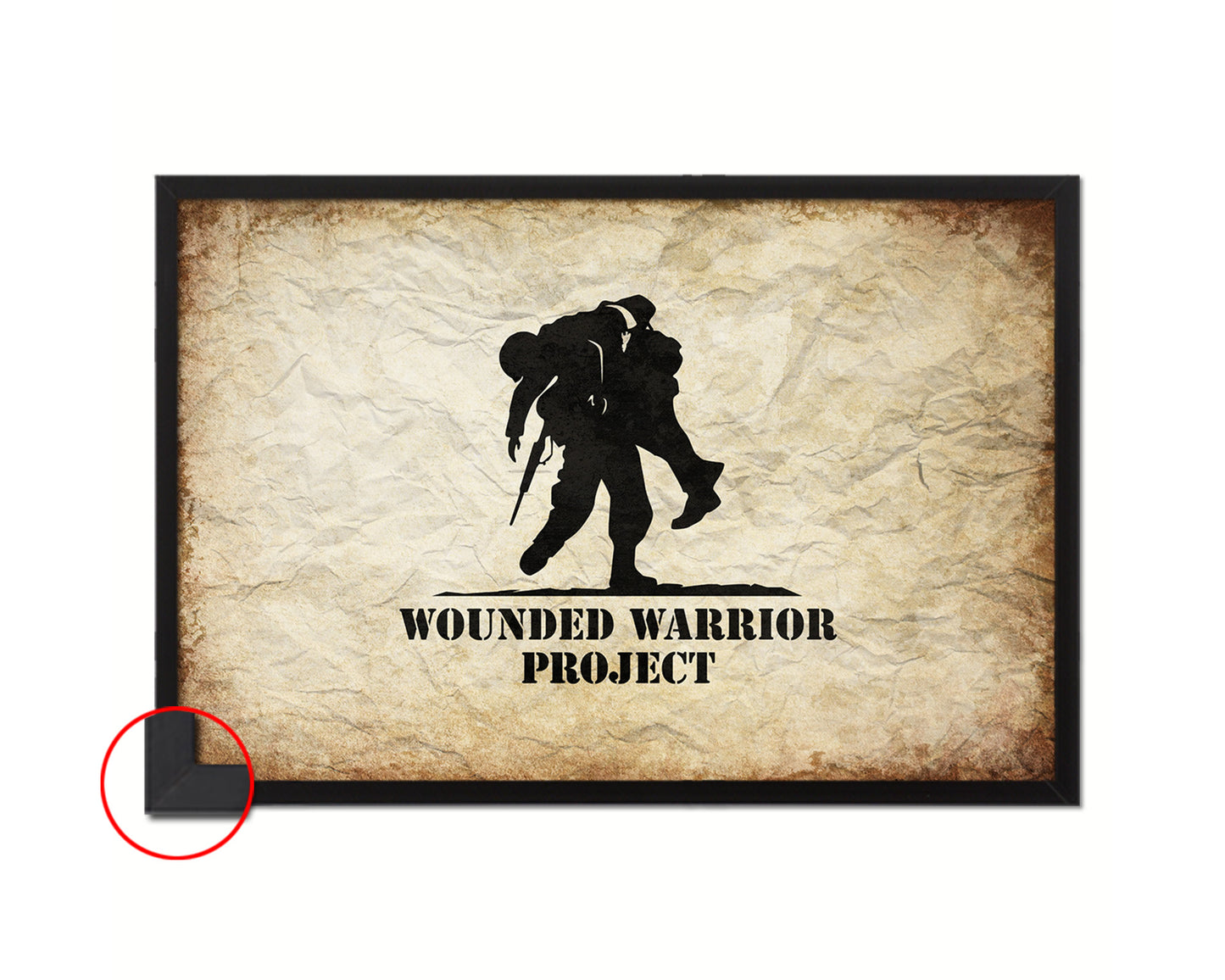 Wounded Warrior Project Vintage Military Flag Framed Print Sign Decor Wall Art Gifts