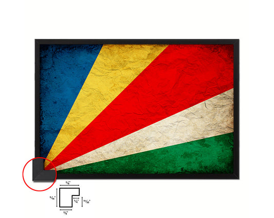 Seychelles Country Vintage Flag Wood Framed Print Wall Art Decor Gifts