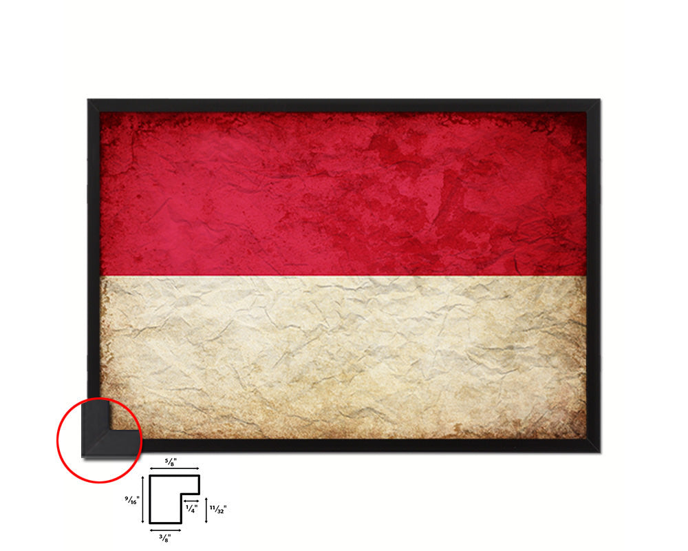 Indonesia Country Vintage Flag Wood Framed Print Wall Art Decor Gifts