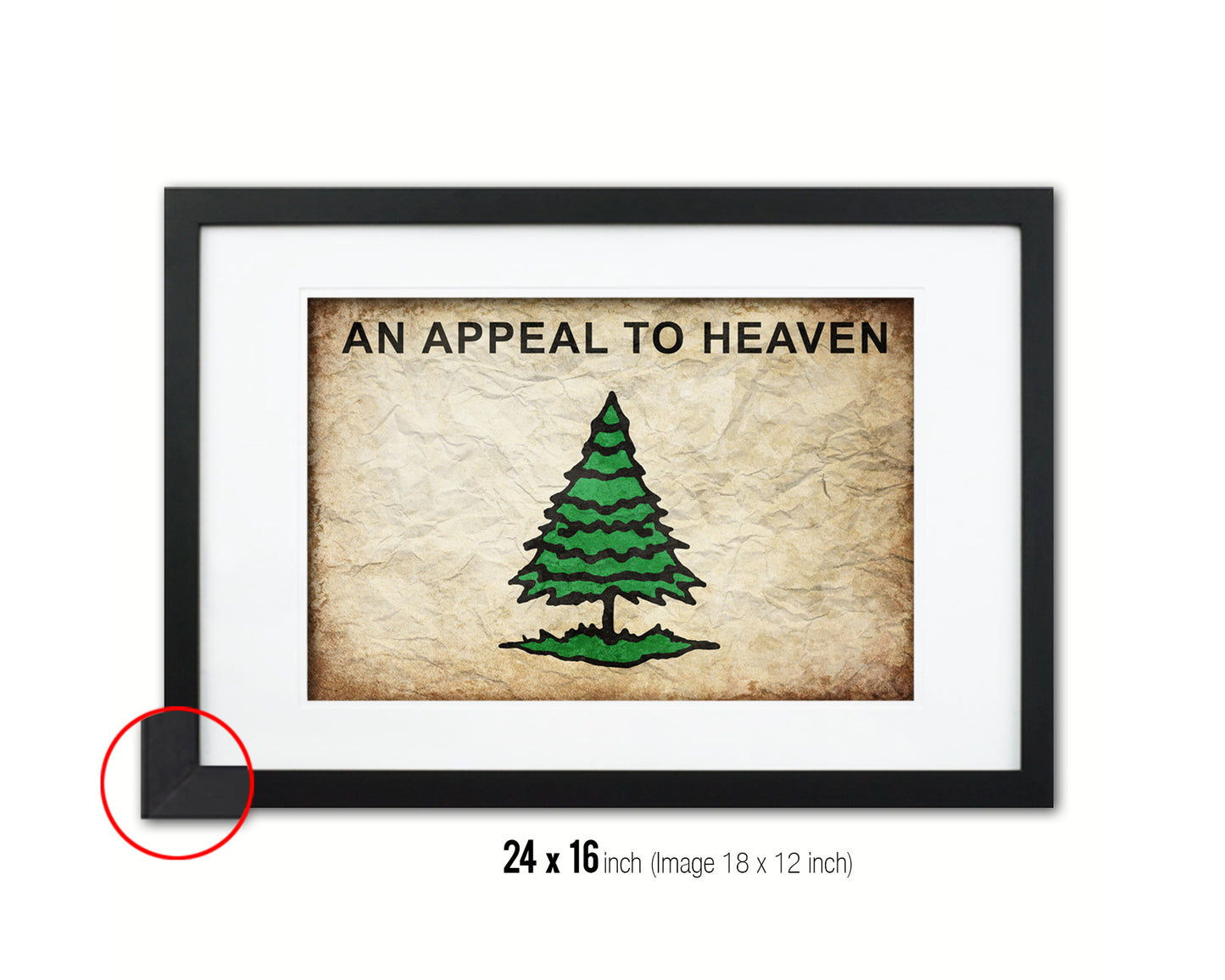 Christian Liberty Tree An Appeal To Heaven Vintage Military Flag Framed Print Art