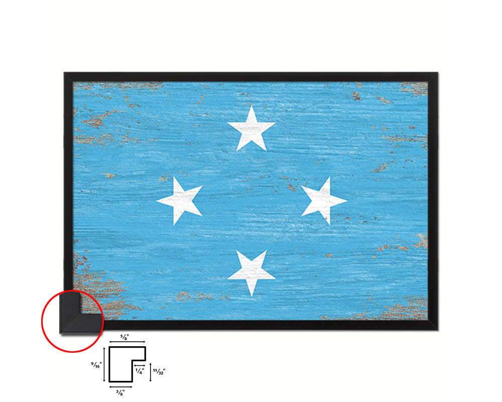 Micronesia Shabby Chic Country Flag Wood Framed Print Wall Art Decor Gifts