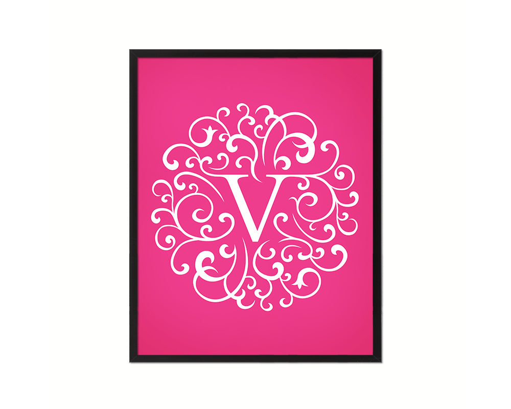 Letter V Mandela Monogram Framed Print Wall Art Decor Gifts