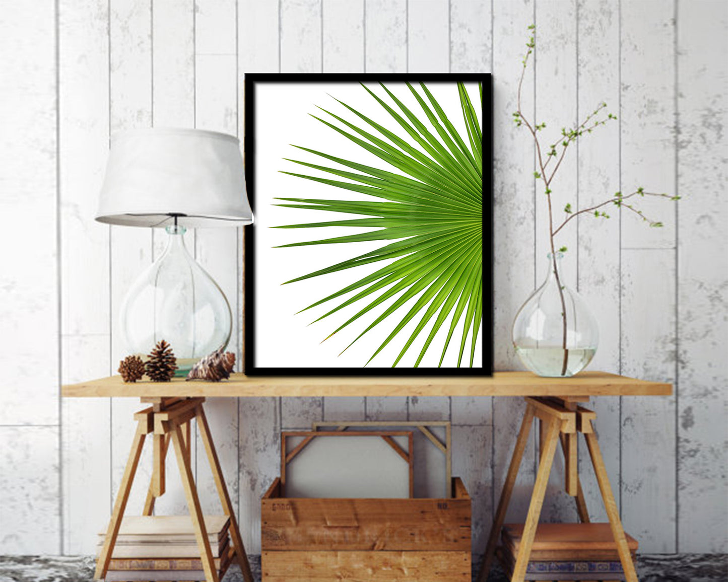 Palm Tropical Leaf Framed Print Sign Decor Wall Art Gifts