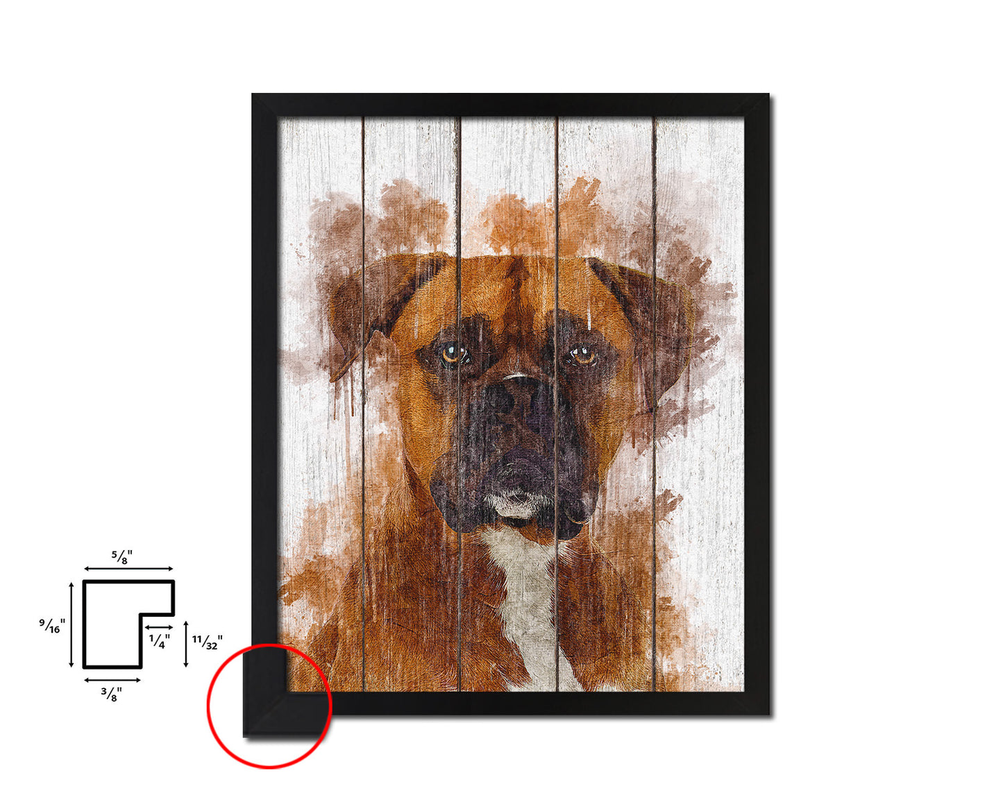 Boxer Dog Puppy Portrait Framed Print Pet Watercolor Wall Decor Art Gifts