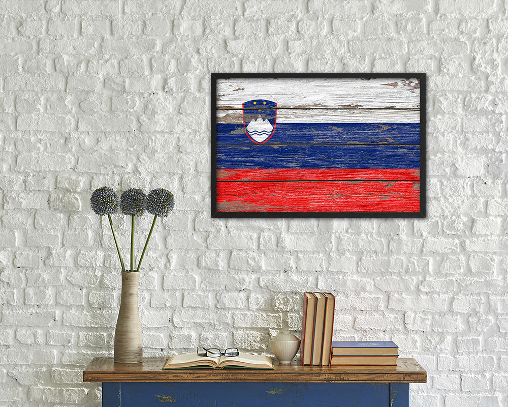 Slovenia Country Wood Rustic National Flag Wood Framed Print Wall Art Decor Gifts