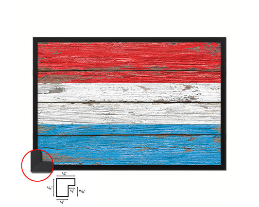 Luxembourg Country Wood Rustic National Flag Wood Framed Print Wall Art Decor Gifts