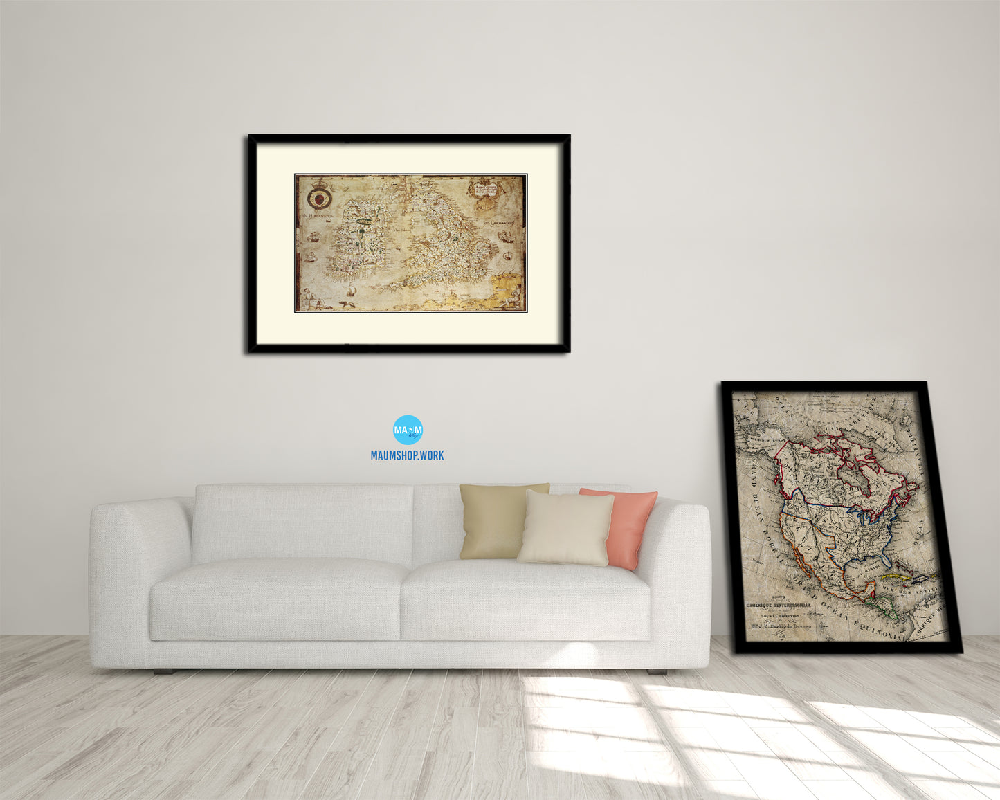 British Islands Old Map Framed Print Art Wall Decor Gifts