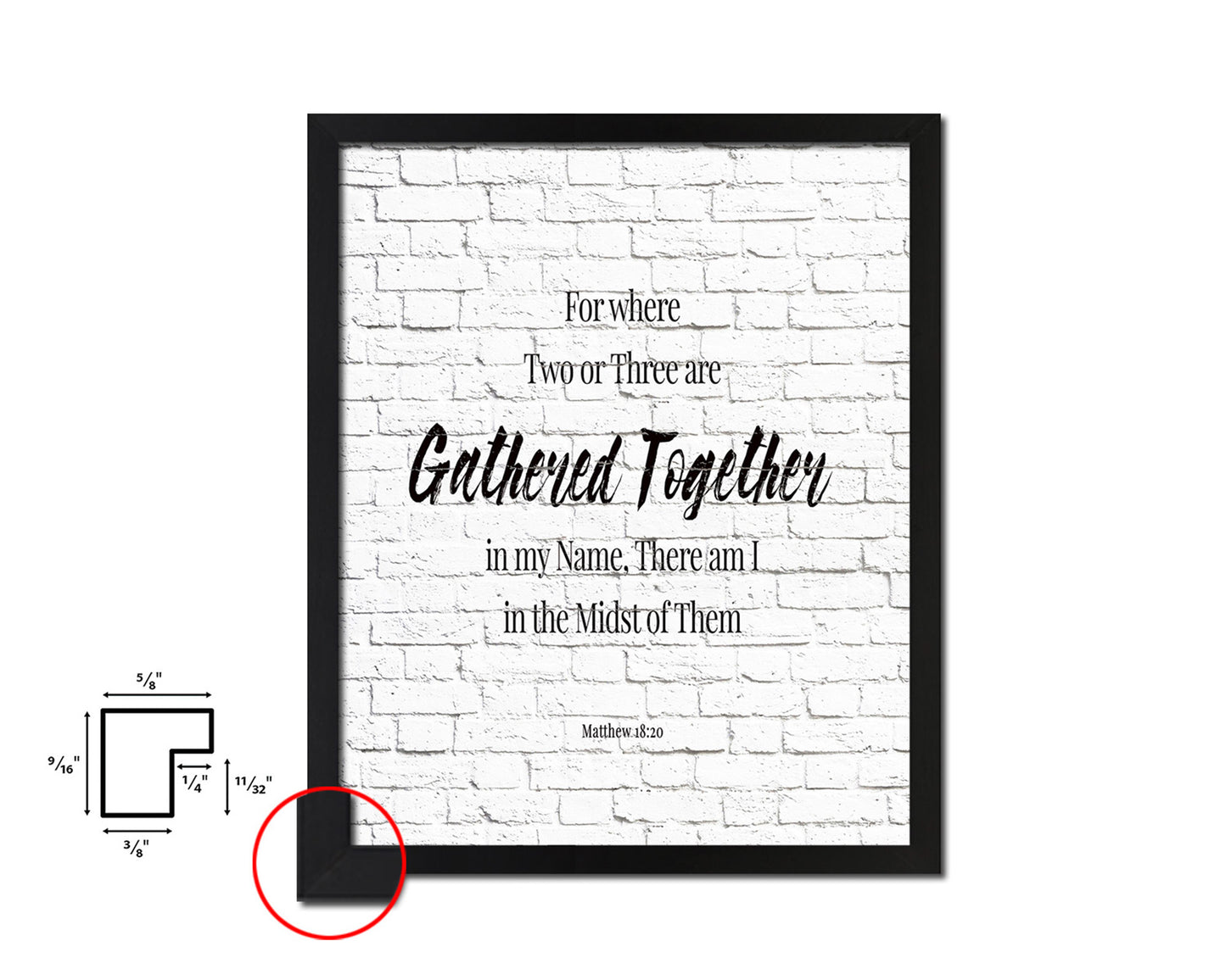 For Where Two or Three Are Gathered Together Quote Framed Print Home Decor Wall Art Gifts