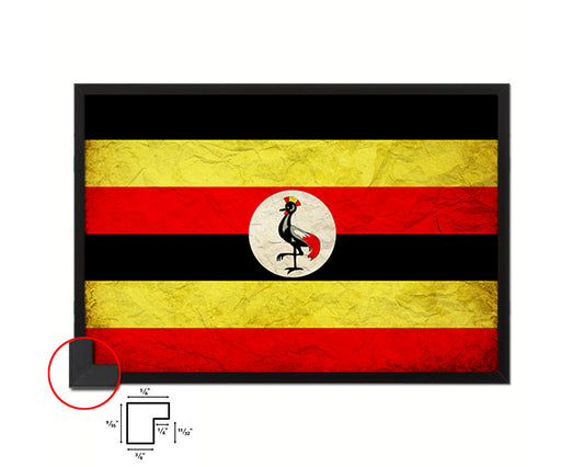 Uganda Country Vintage Flag Wood Framed Print Wall Art Decor Gifts