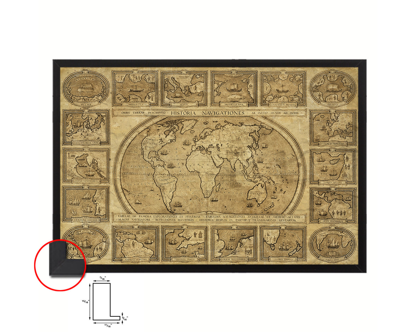 World Historical Map Framed Print Art Wall Decor Gifts