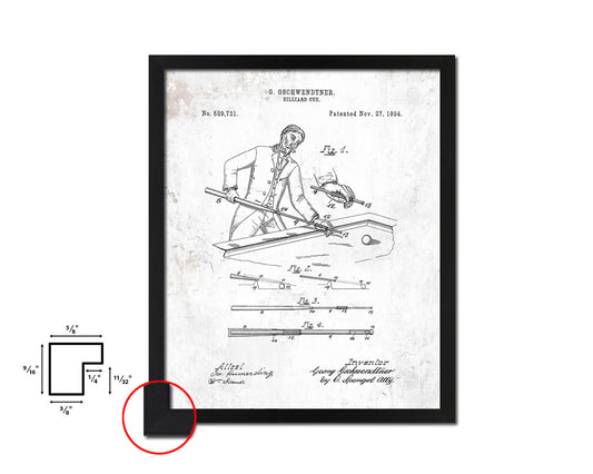 Billiard Cue Stick Playing Card Vintage Patent Artwork Black Frame Print Gifts