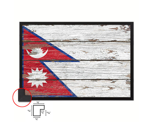 Nepal Country Wood Rustic National Flag Wood Framed Print Wall Art Decor Gifts