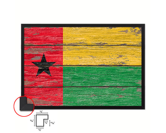 Guinea Bissau Country Wood Rustic National Flag Wood Framed Print Wall Art Decor Gifts