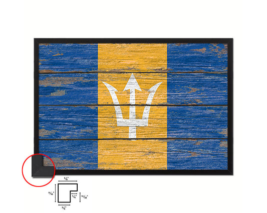 Barbados Country Wood Rustic National Flag Wood Framed Print Wall Art Decor Gifts