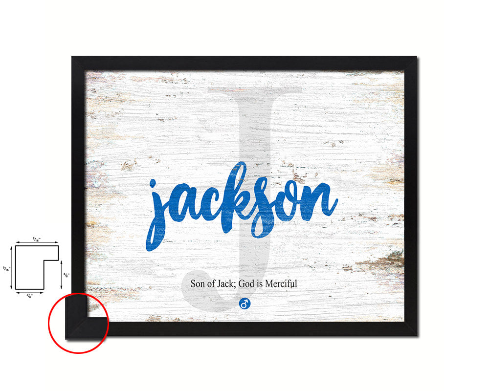 Jackson Personalized Biblical Name Plate Art Framed Print Kids Baby Room Wall Decor Gifts