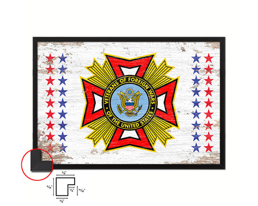 VFW Veterans of Foreign Wars Shabby Chic Military Flag Framed Print Decor Wall Art Gifts