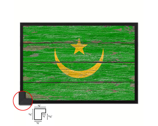 Mauritania Country Wood Rustic National Flag Wood Framed Print Wall Art Decor Gifts