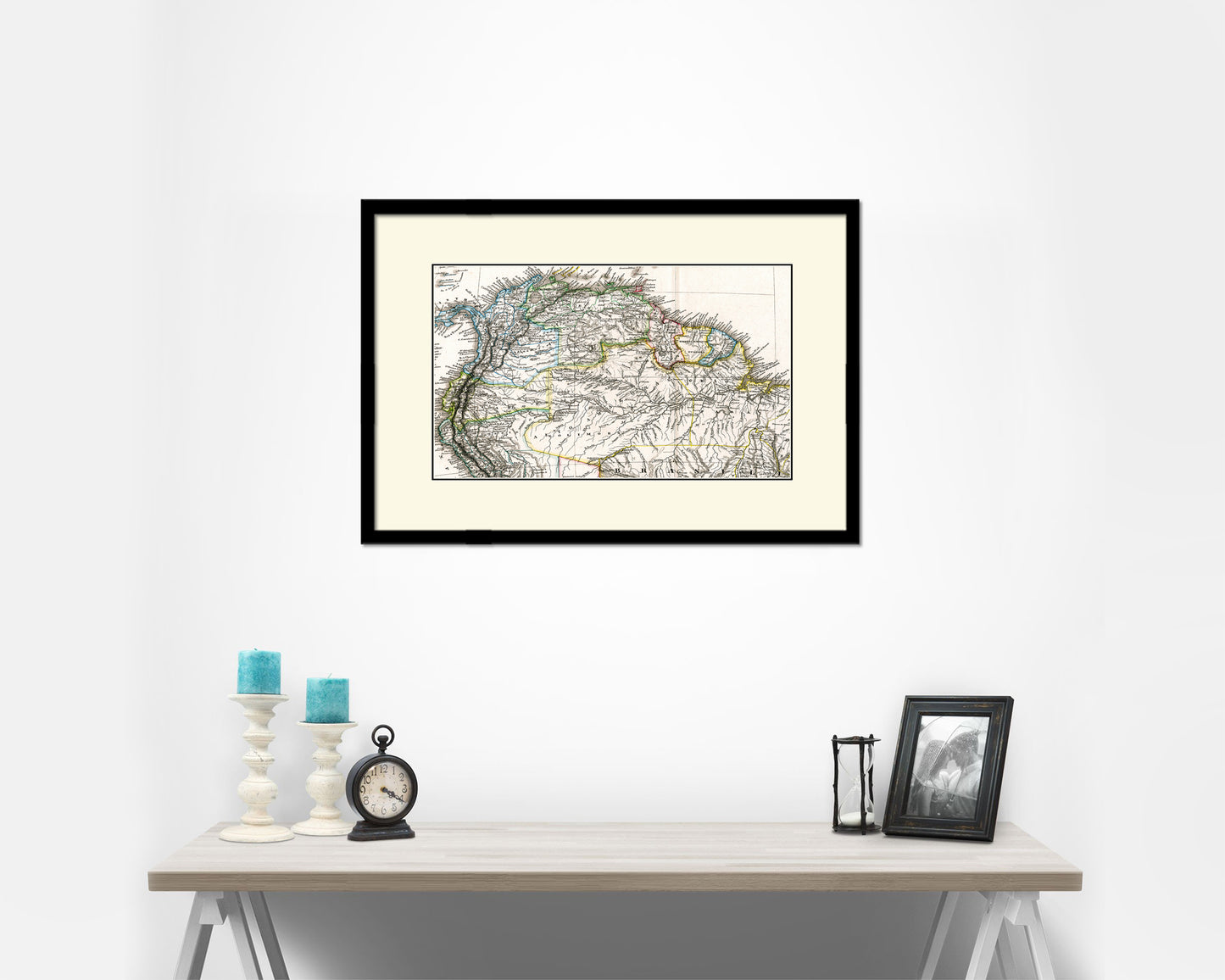 Venezuela Colombia Brazil Old Map Framed Print Art Wall Decor Gifts