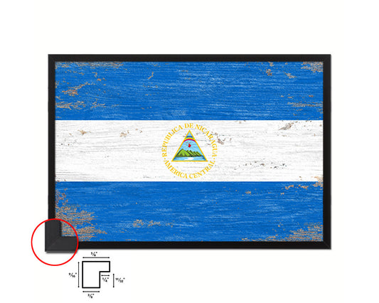 Nicaragua Shabby Chic Country Flag Wood Framed Print Wall Art Decor Gifts