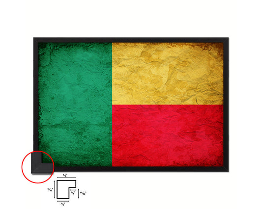 Benin Country Vintage Flag Wood Framed Print Wall Art Decor Gifts