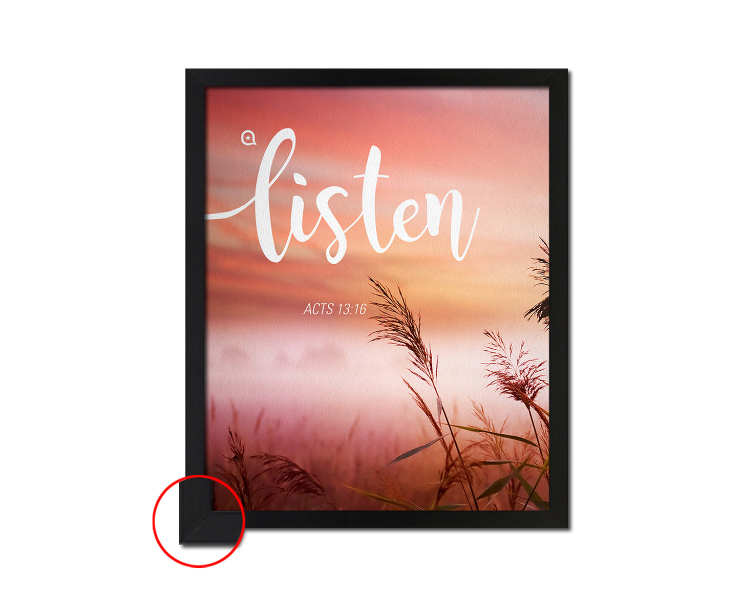 Listen, Acts 13:16 Bible Verse Scripture Framed Print Wall Decor Art Gifts