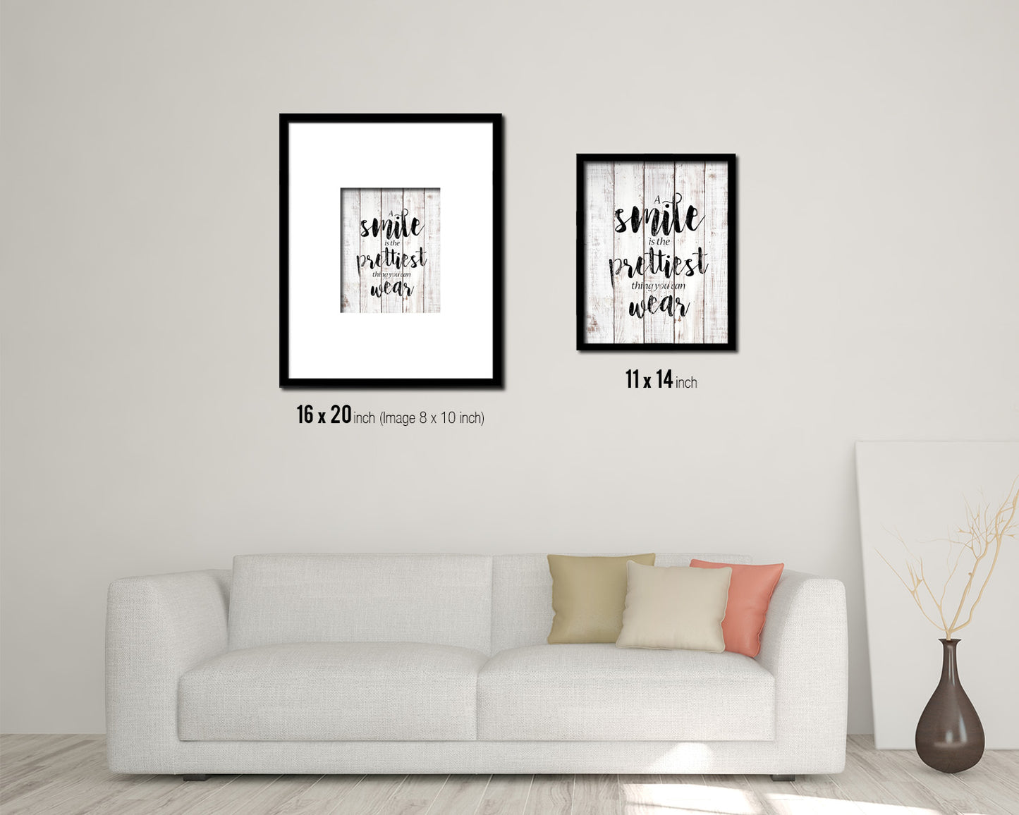 A smile is the best makeup White Wash Quote Framed Print Wall Decor Art