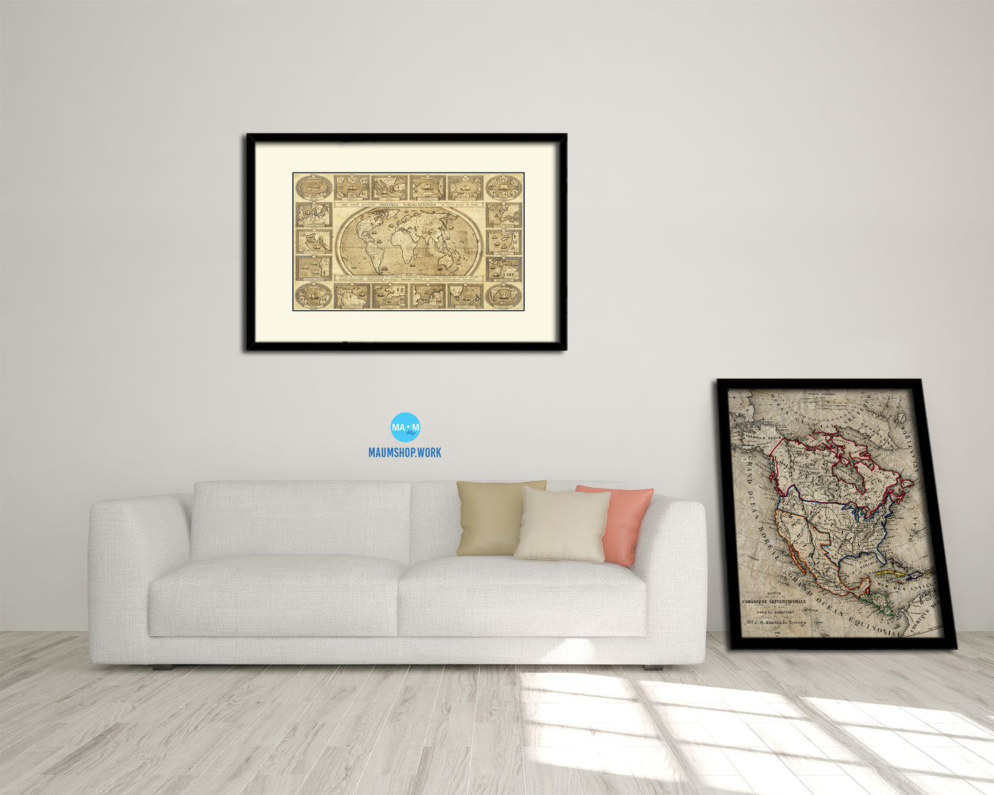 World Old Map Framed Print Art Wall Decor Gifts