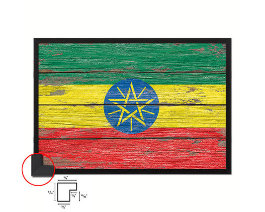 Ethiopia Country Wood Rustic National Flag Wood Framed Print Wall Art Decor Gifts