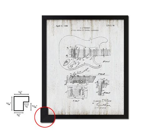 Guitar Tremolo Device Stringed Instruments Music Vintage Patent Artwork Black Frame