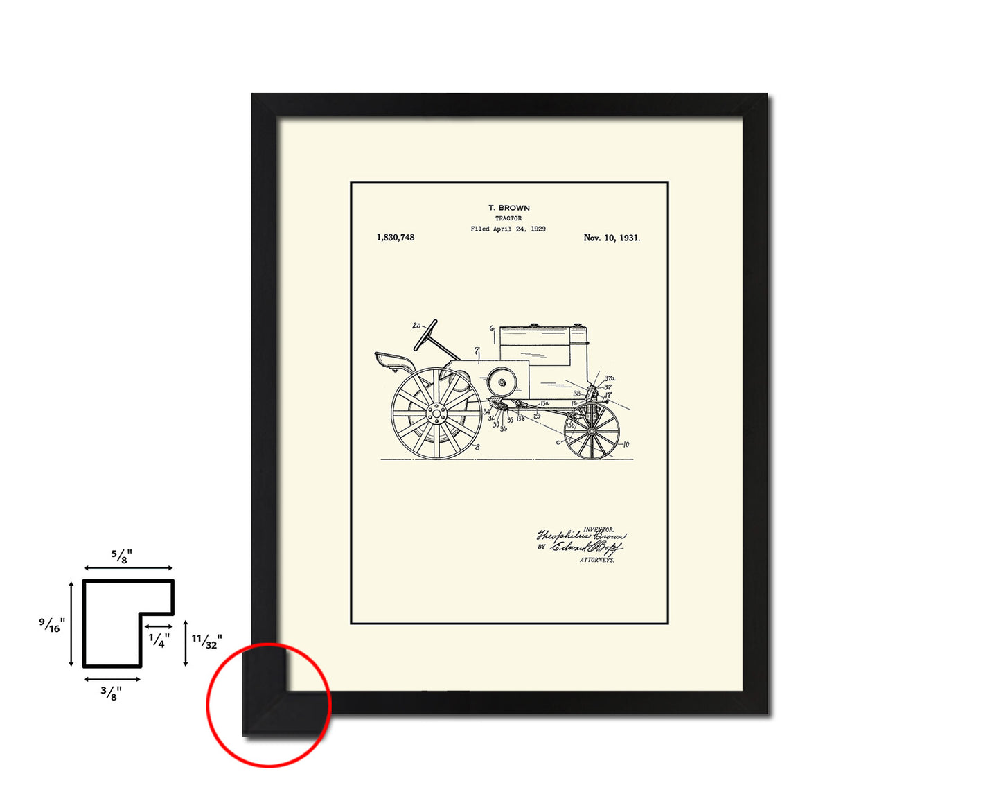 Tractor Home Vintage Patent Artwork Black Frame Print Wall Art Decor Gifts