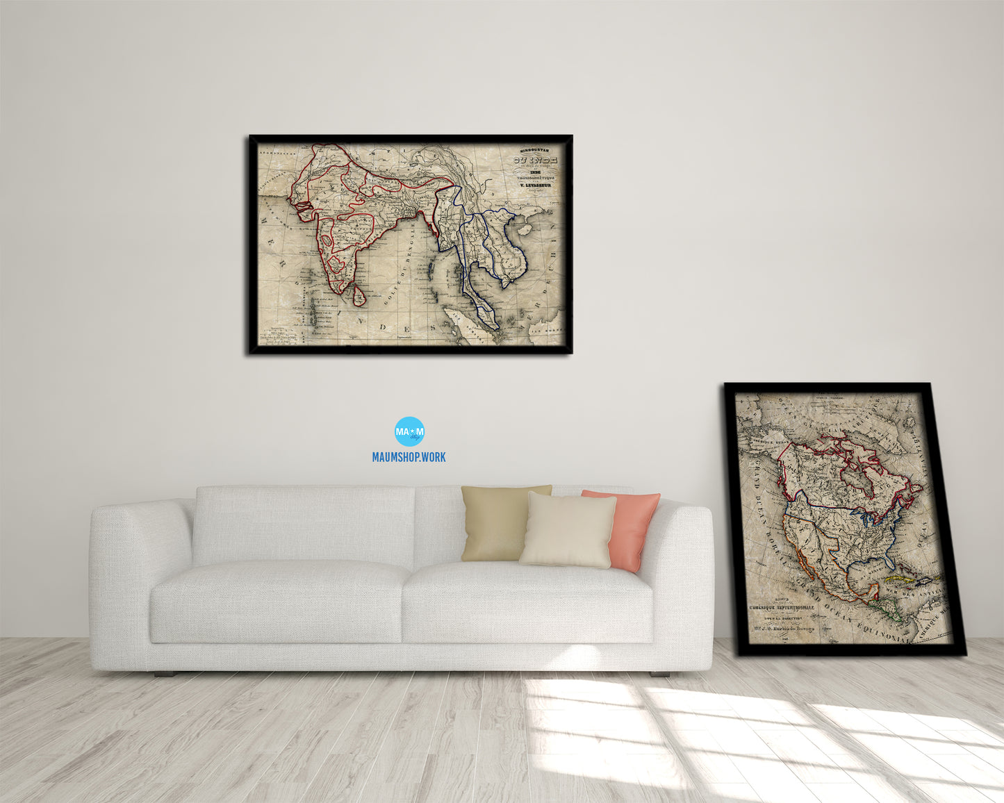 India and Southeast Asia Vietnam Historical Map Framed Print Art Wall Decor Gifts