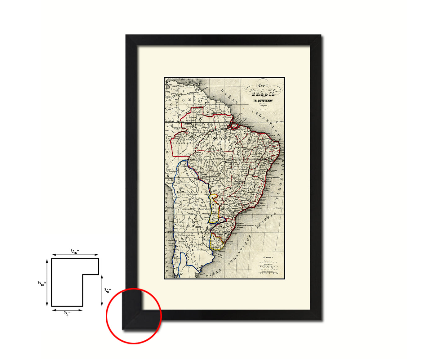 Brazil Old Map Wood Framed Print Art Wall Decor Gifts